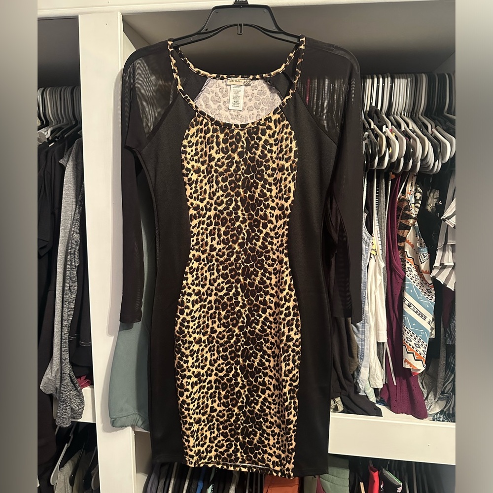 Body Central Brown and Black Halter Sheath Dress